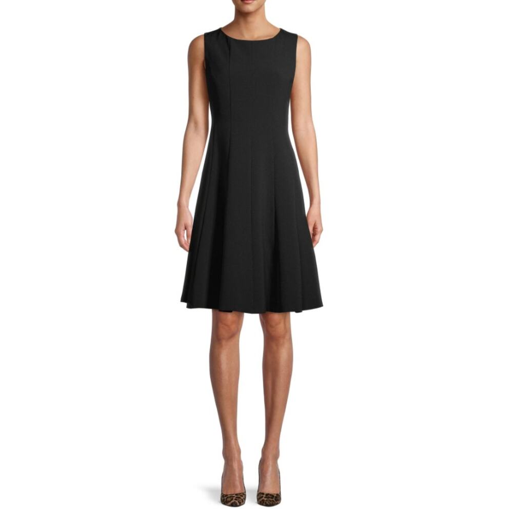 Evan Picone Essential Multi Seam Sleeveless Fit & Flare Dress Black Womens Sz 6
